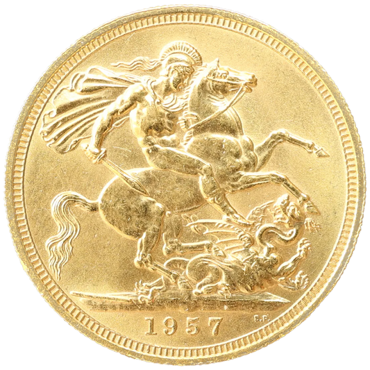 Grande Bretagne 🇬🇧 Elisabeth II (1952-2022) Souverain Or 1957 1re effigie 7.96 gr