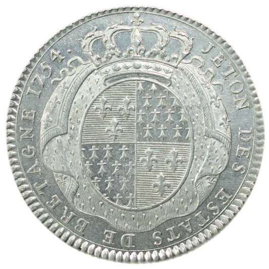Jeton Louis XV (1715-1774) Etats de Bretagne (Rennes) 1754 Argent 6.88 gr