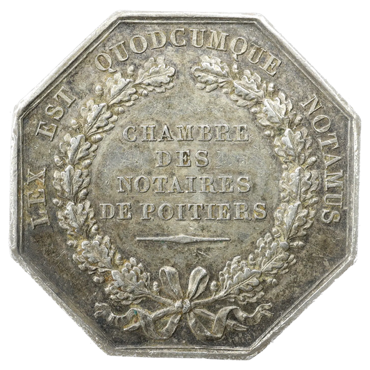 Jeton octogonal Chambre des notaires de Poitiers Argent 13,71 gr