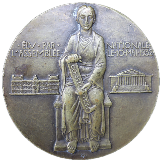 Médaille Albert Lebrun président de la république Française Par Dropsy 1932 Bronze 210.98 gr 72 mm