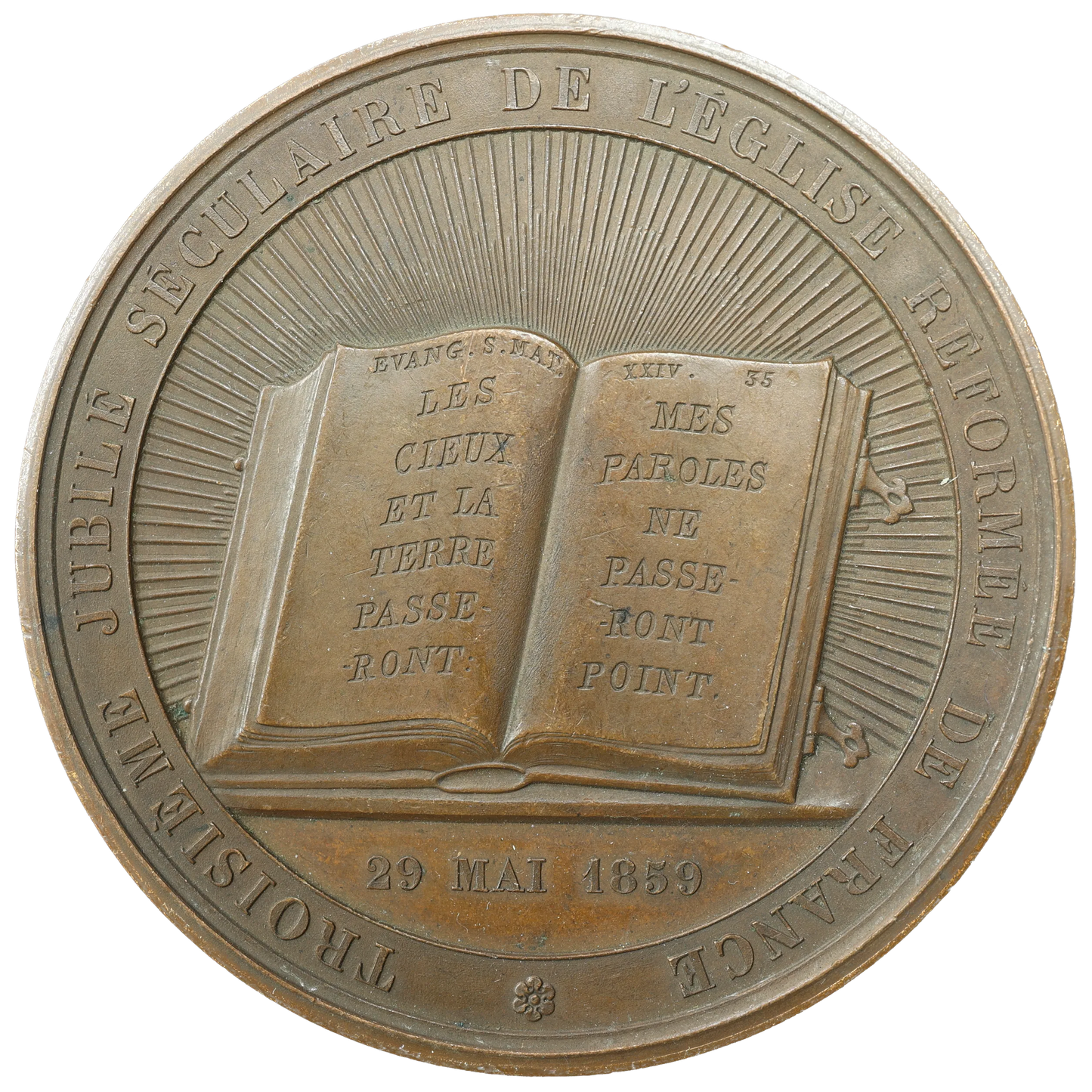 Médaille Troisième jubilé séculaire de l’église réformée de France 29 Mai 1859 Cuivre 145.08 gr par Bovy