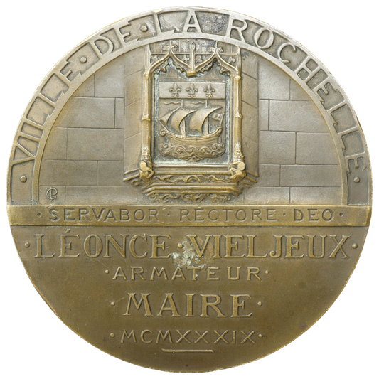 Médaille Ville de La Rochelle - Léonce Vieljeux - G. Prud'homme 1939 - Bronze - 133.91 gr