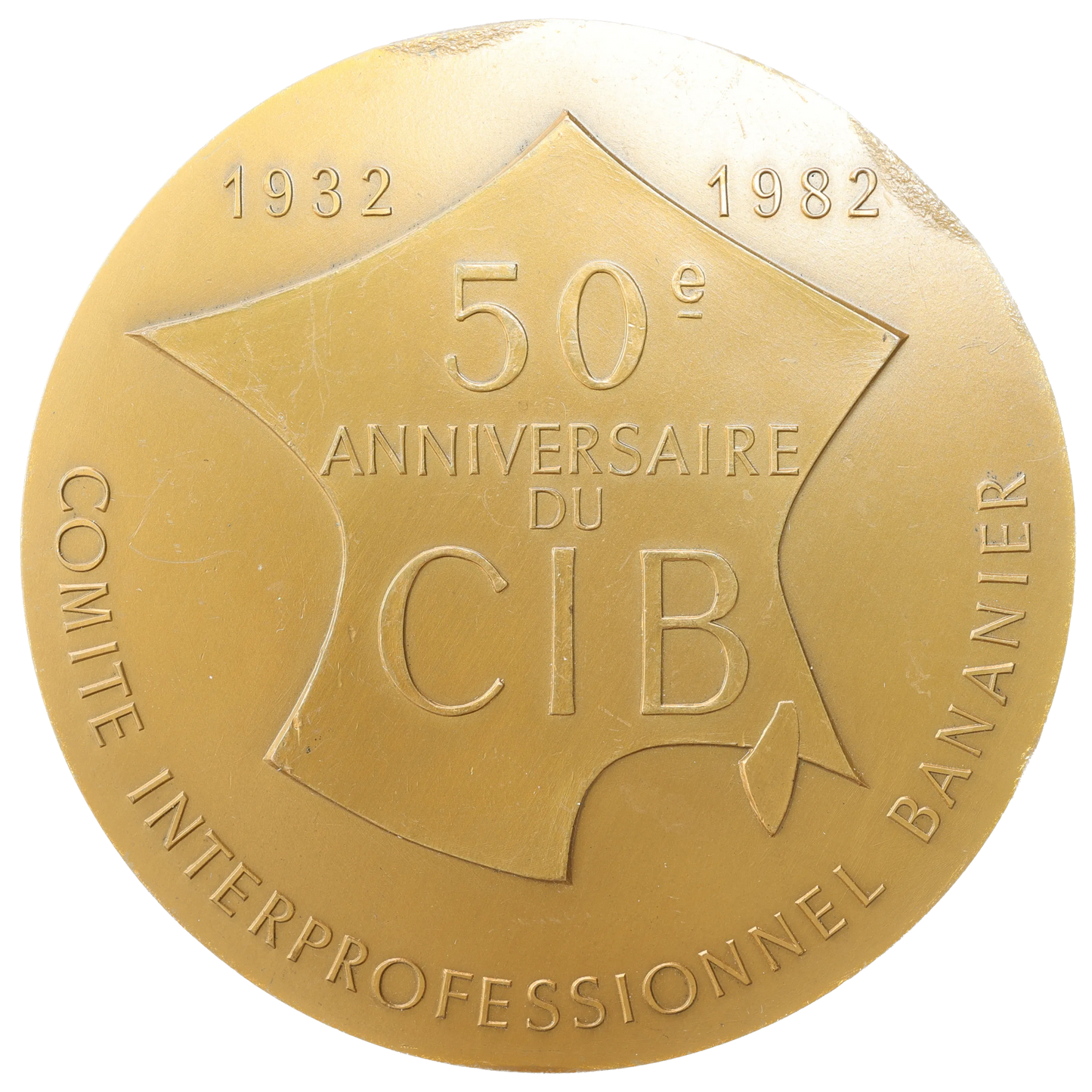 Médaille Comité interprofessionnel Bananier - 50 anniversaire du CIB 1932-1982 Bronze 271.25 gr - 68 mm