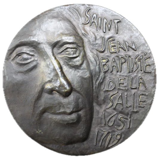 Médaille Saint Jean Baptiste de la Salle 1651-1719 - VII Congrès Lasallien Tricentenaire Paris 1980 Par Gaudrat Bronze 288.35 gr 75 mm