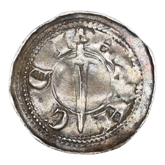 Duché de Lorraine. Thiébaut II (1303-1312) Denier. Atelier de Nancy. Argent. 0.58 gr