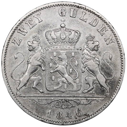 Allemagne Duché de Nassau 2 Gulden 1846 Adolph Argent 21.00 gr
