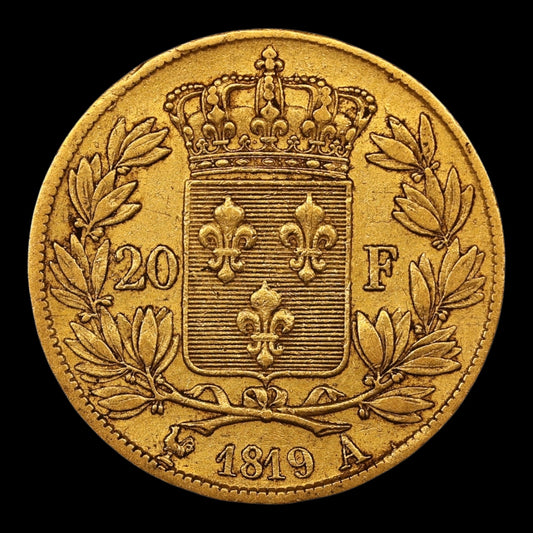 Louis XVIII (1815-1824) 20 Francs 1819 A Paris Or 6.40 gr