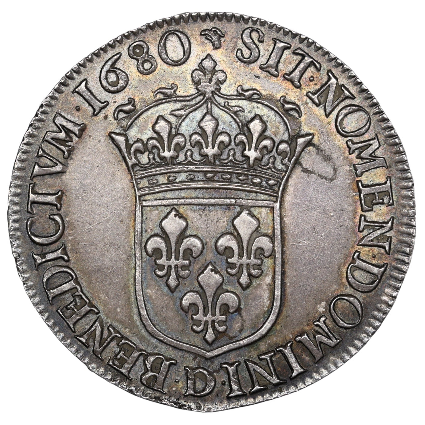 Louis XIV (1643-1715) 1/2 Demi Écu à la cravate 1680 D Lyon 13.62 Gr