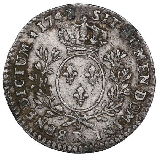 Louis XV (1715-1774) 1/10th shield with banner 1741 R Orléans 2.80 gr