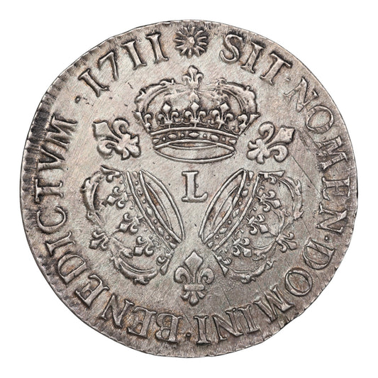 Louis XIV (1643-1715) Ecu aux trois couronnes 1711 L Bayonne argent 30.31 gr