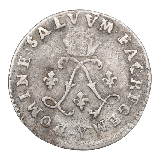 Louis XIV (1643-1715) Quatre sols aux 2L 1696 Y Bourges 1.42 gr Extrêmement Rare Non référencé au Gadoury