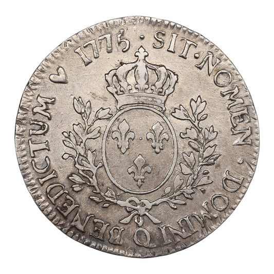 Louis XVI (1774-1792) Écu aux branches d'olivier 1775 Q Perpignan Argent 28.48 gr