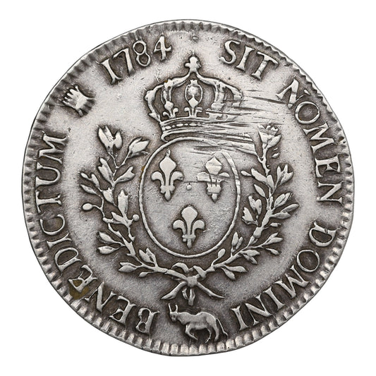 Louis XVI (1774-1792) Écu aux branches d'olivier 1784 Vaquette Pau Argent 29.14 gr
