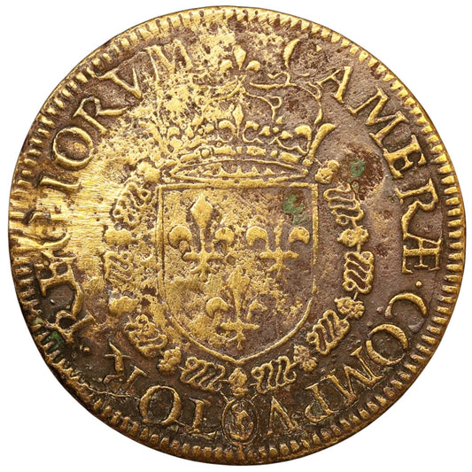Jeton Henri III (1574-1589) Chambre des comptes du Roi 1584 Laiton 4.75 gr