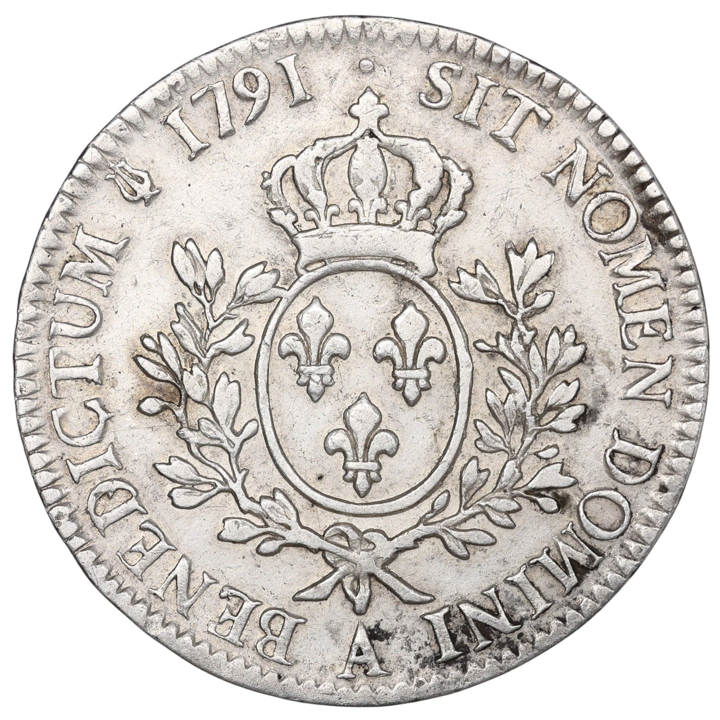 Louis XVI (1774-1792) Ecu aux branches d'olivier 1791 A Paris Argent 29.26 gr