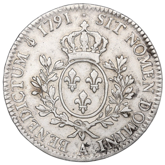 Louis XVI (1774-1792) Ecu aux branches d'olivier 1791 A Paris Argent 29.26 gr