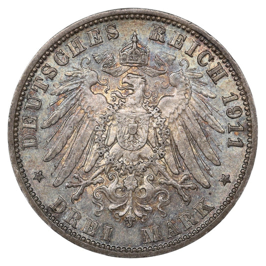 Allemagne Prusse Guillaume II (1888-1918) 3 Mark Argent 1911 A Berlin 16.66 gr