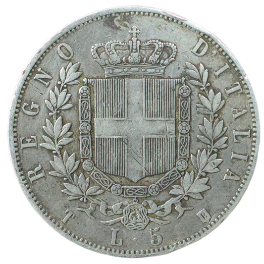 Italie 🇮🇹 Victor Emmanuel II de Savoie (1861-1878) 5 Lires 1861 T/B 2ème type Turin argent 24.75 gr Rare