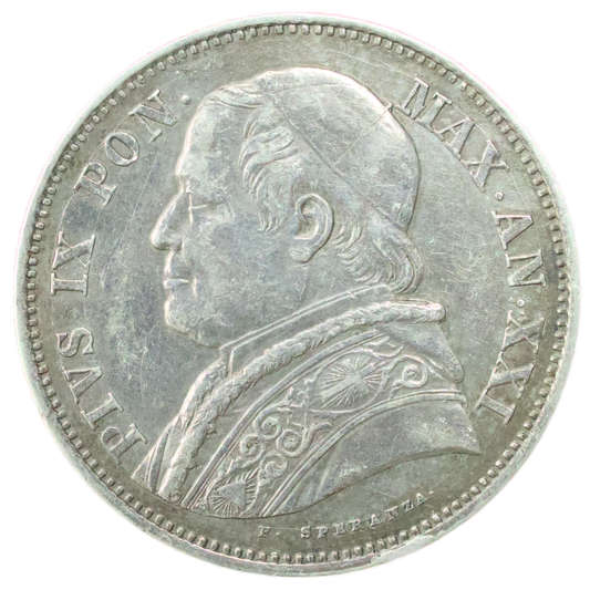 Vatican Pie IX (1846-1878 )2 1/2 lire 1867 Rome argent 12.48 gr