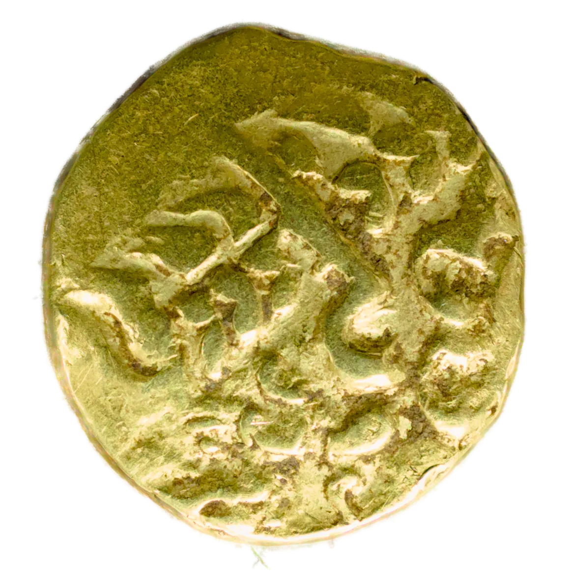 Gaule Ambiani (Amiens) Statère d'or biface R/ Cheval galopant à droite Or 7.56 gr