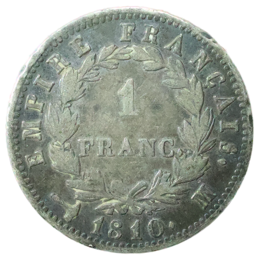 Napoléon Ier (1804-1814) 1 Franc revers Empire 1810 M Toulouse Ag 4.95 gr