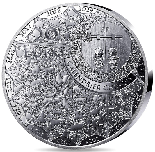 Monnaie de Paris 20 Euros 2026 BE Haut relief Calendrier chinois année du Cheval Argent Dans son coffret