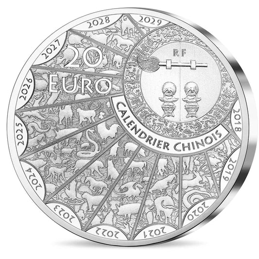 Monnaie de Paris 20 Euros 2018 BE Calendrier chinois année du Chien Argent 1oz Dans son coffret