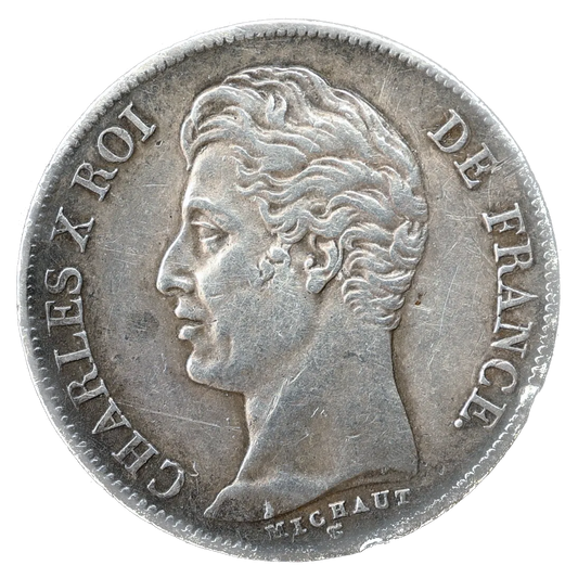 Charles X (1824-1830) 1 franc 1830 In Paris hollow sliced silver 4.86 gr