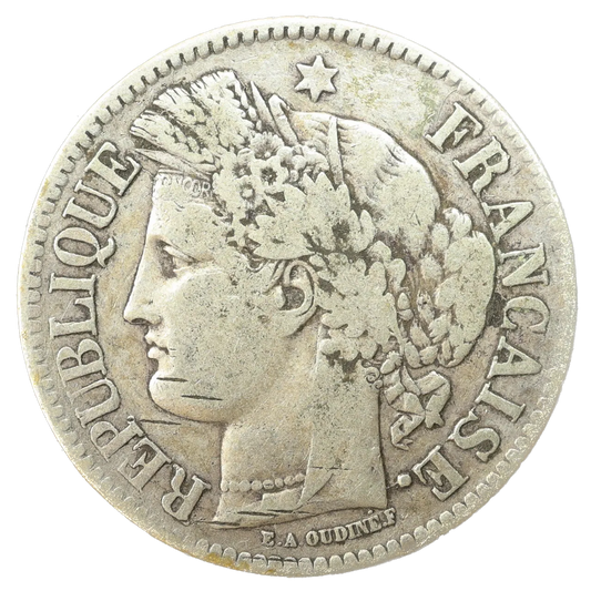 2 Francs Cérès sans légende 1871 K Bordeaux Argent 9,77 gr gravure bV