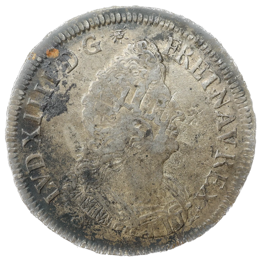 LOUIS XIV (1643-1715) 1/2 Écu aux palmes 1695 K Bordeaux 13,45 gr Flan Large