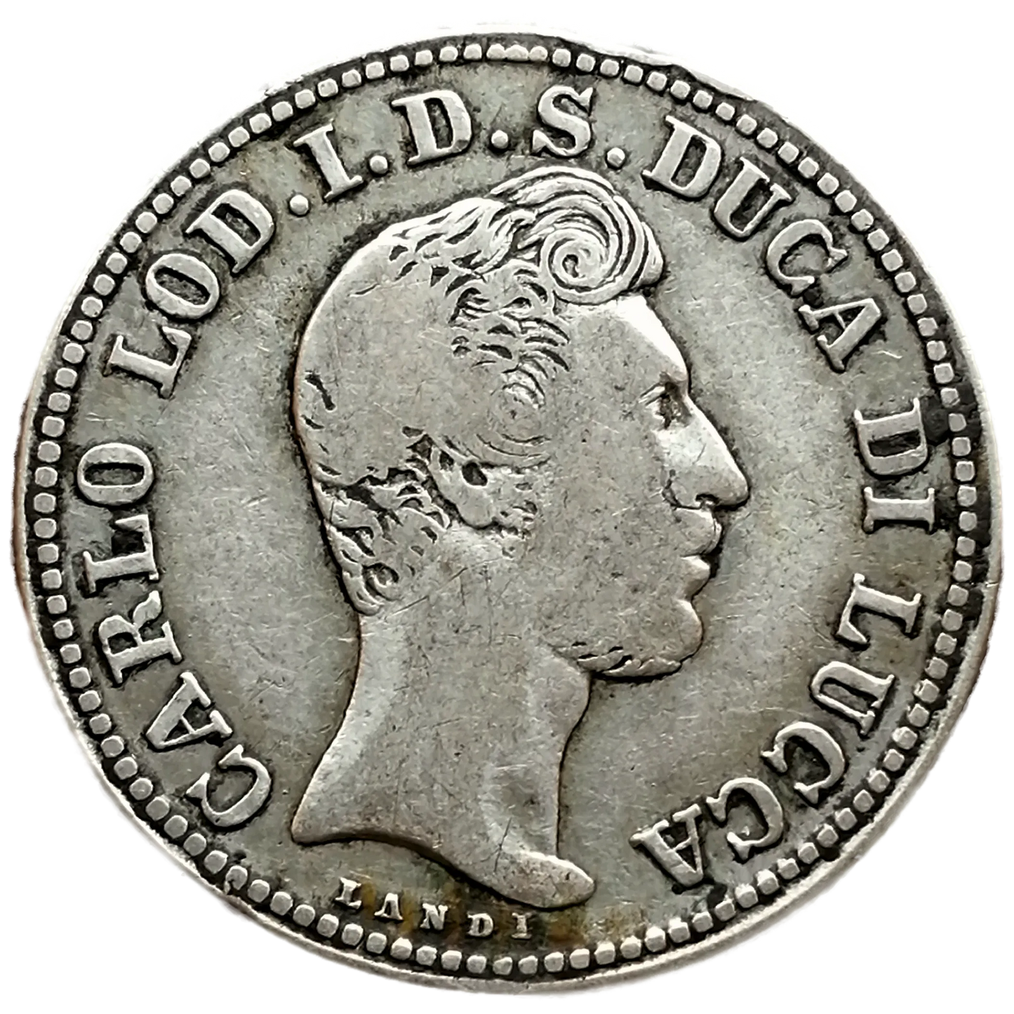 Italie Principauté de Lucques (1805-1808) 2 Lires 1837 Argent 9.25 gr