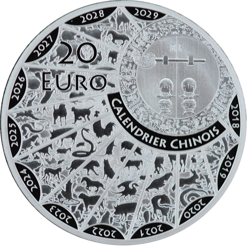 Monnaie de Paris 20 Euros 2020 BE Calendrier chinois année du Rat Argent 1oz Dans son coffret
