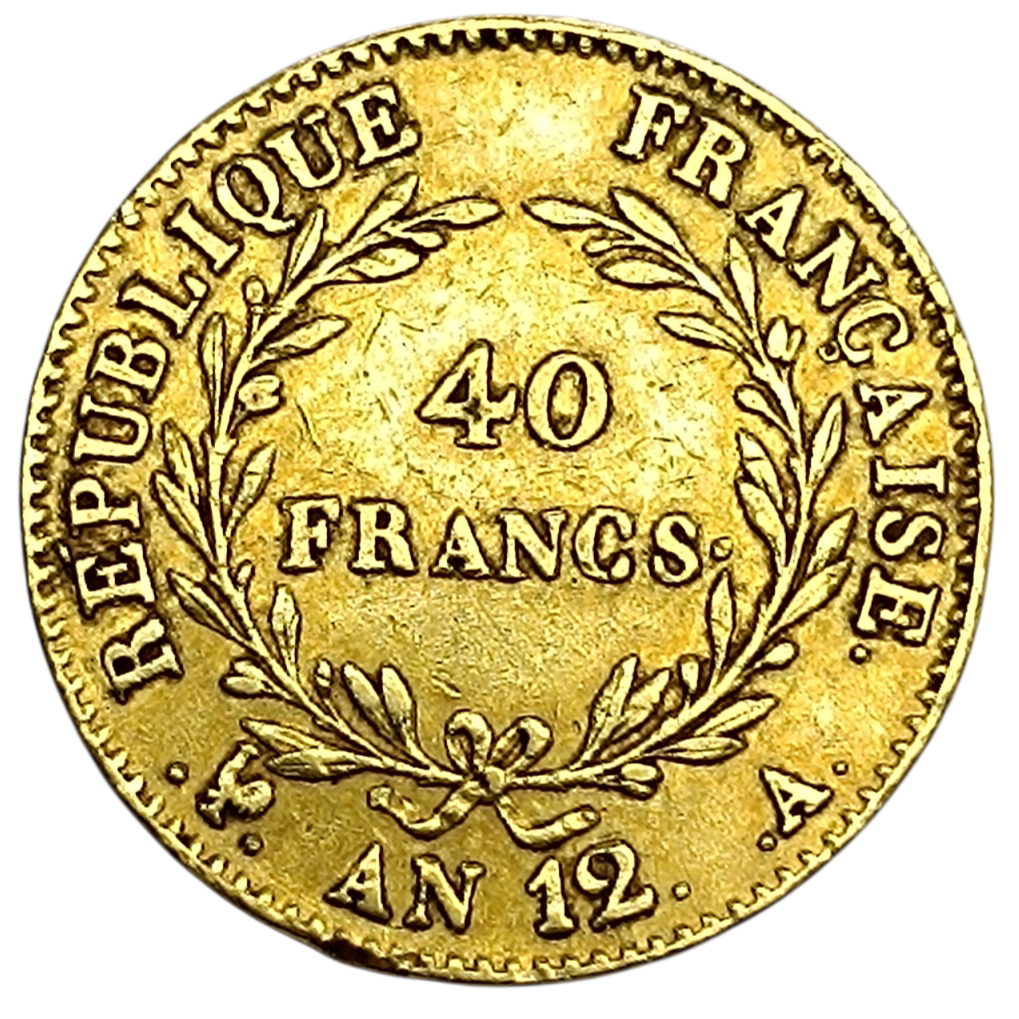 Bonaparte Premier Consul (1799-1804) 40 Francs An 12 A Paris 12.86 gr