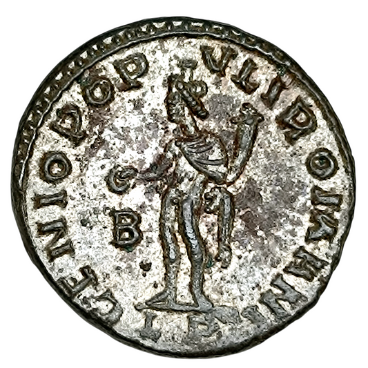 Maximien Hercule (285-310) Follis Genio Populi Romani Lyon (LP) R3 11.22 gr 25 mm