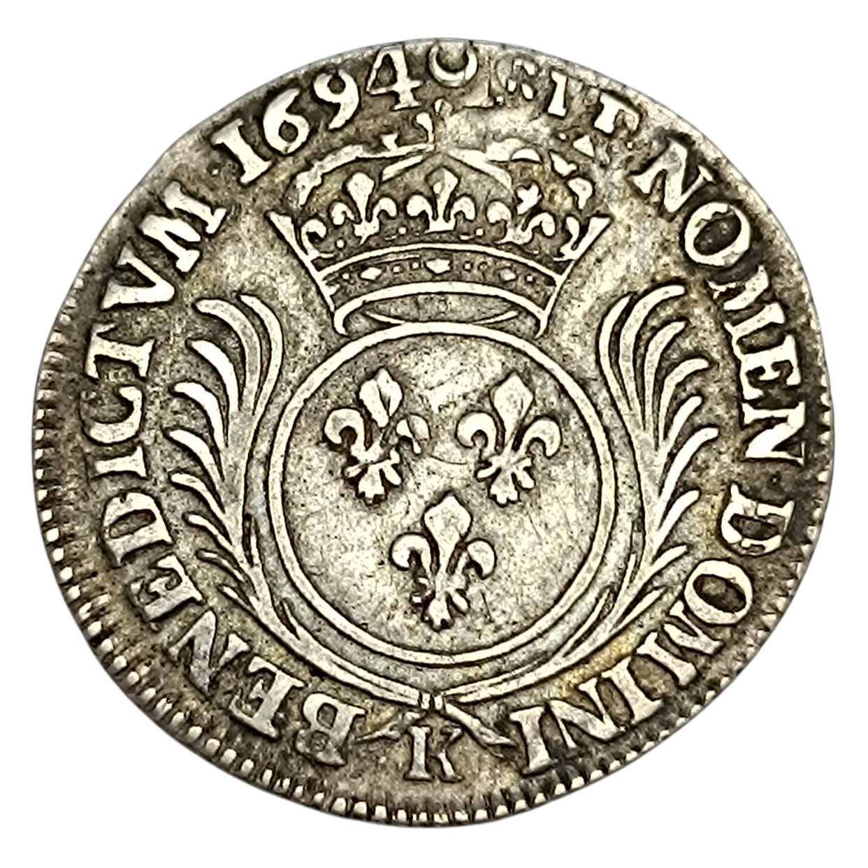 Louis XIV (1643-1715) Quart d'écu 1694 K Bordeaux Argent 6.38 gr