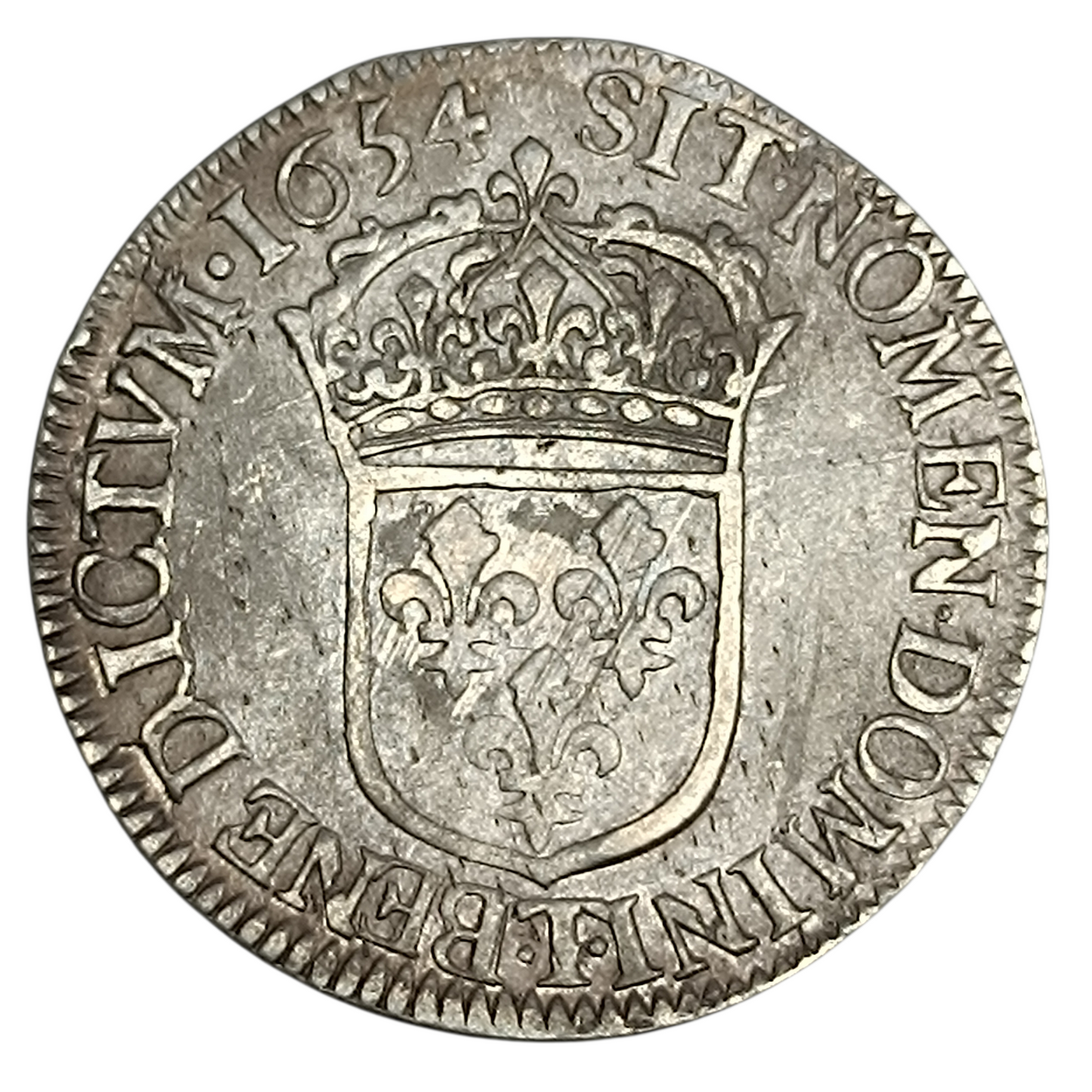 Louis XIV (1643-1715) 1/2 écu à la mèche longue- Croix de Malte - 1654 T Nantes 13.54 gr - L4L. 164