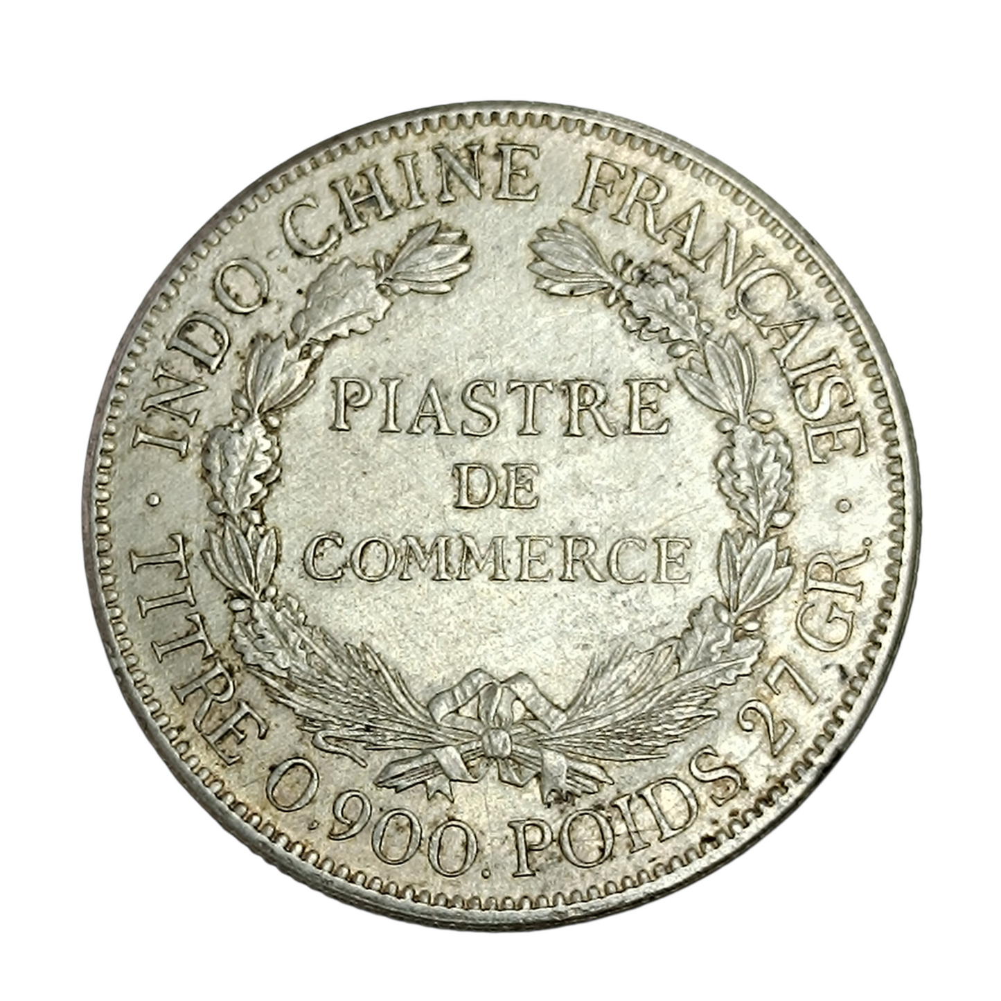 Piastre Comercial Indochina Francesa 1921 Plata 26,93 gr