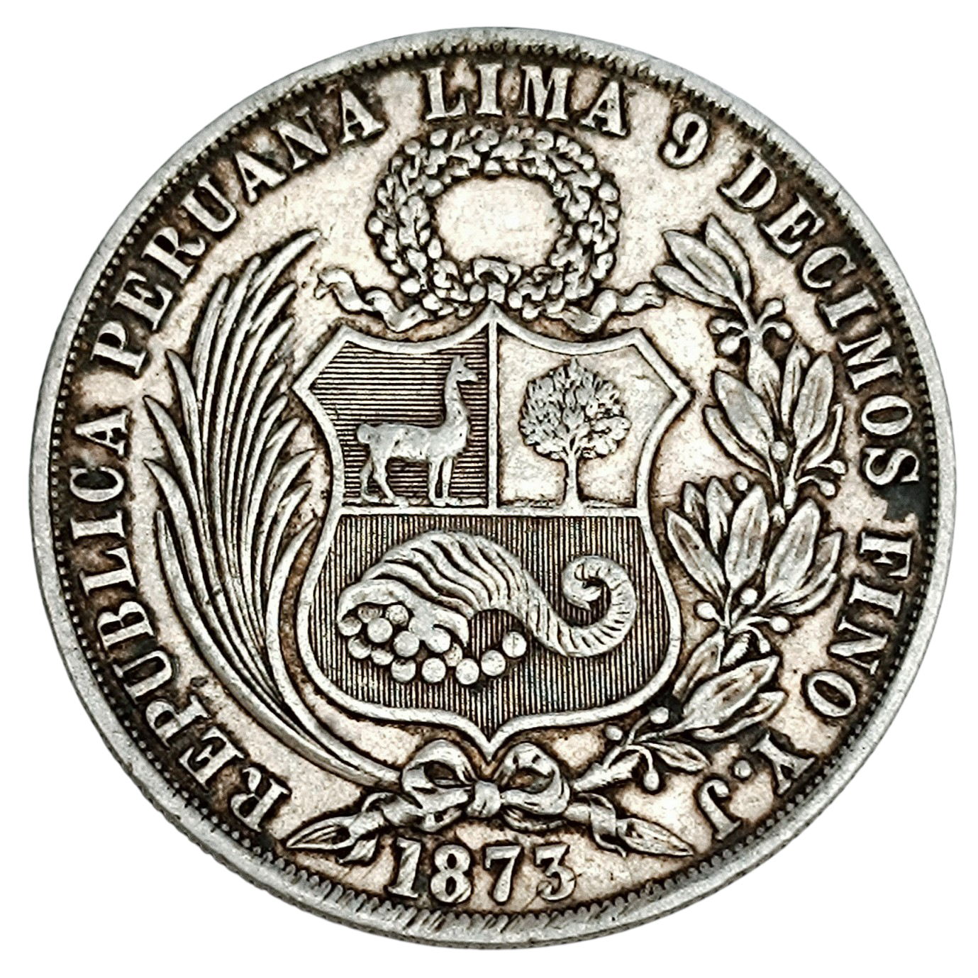Pérou Un Sol 1873 Argent 24.98 gr