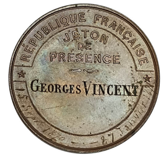 Jeton de présence Siège de Paris 1870 16.34 gr