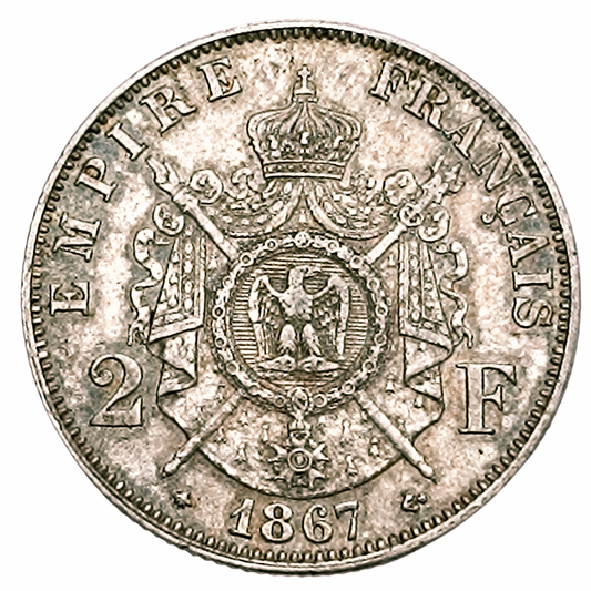 Napoléon III (1852-1870) 2 Francs Empire Français 1867 A Paris Ag 10.00 gr