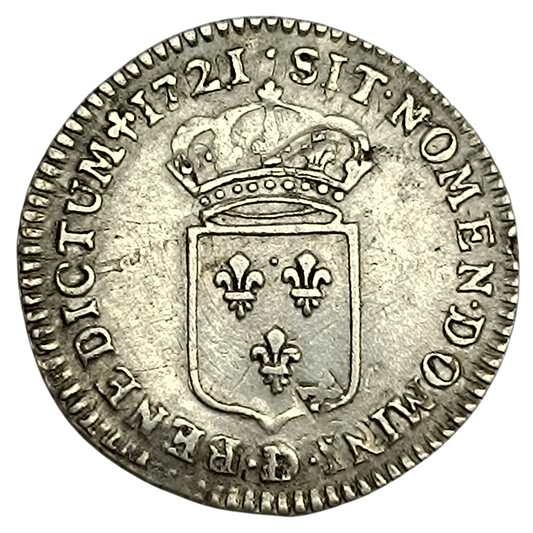 Louis XV (1715-1774) Douzième d'écu de France 1721 D Lyon Argent 2.00 gr