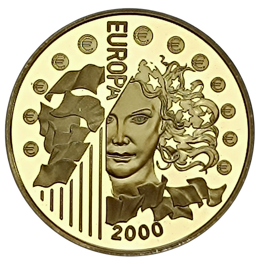 Monnaie de Paris 65.5957 francs Europa 2000 la dernière monnaie parité Or BE 8.45 gr