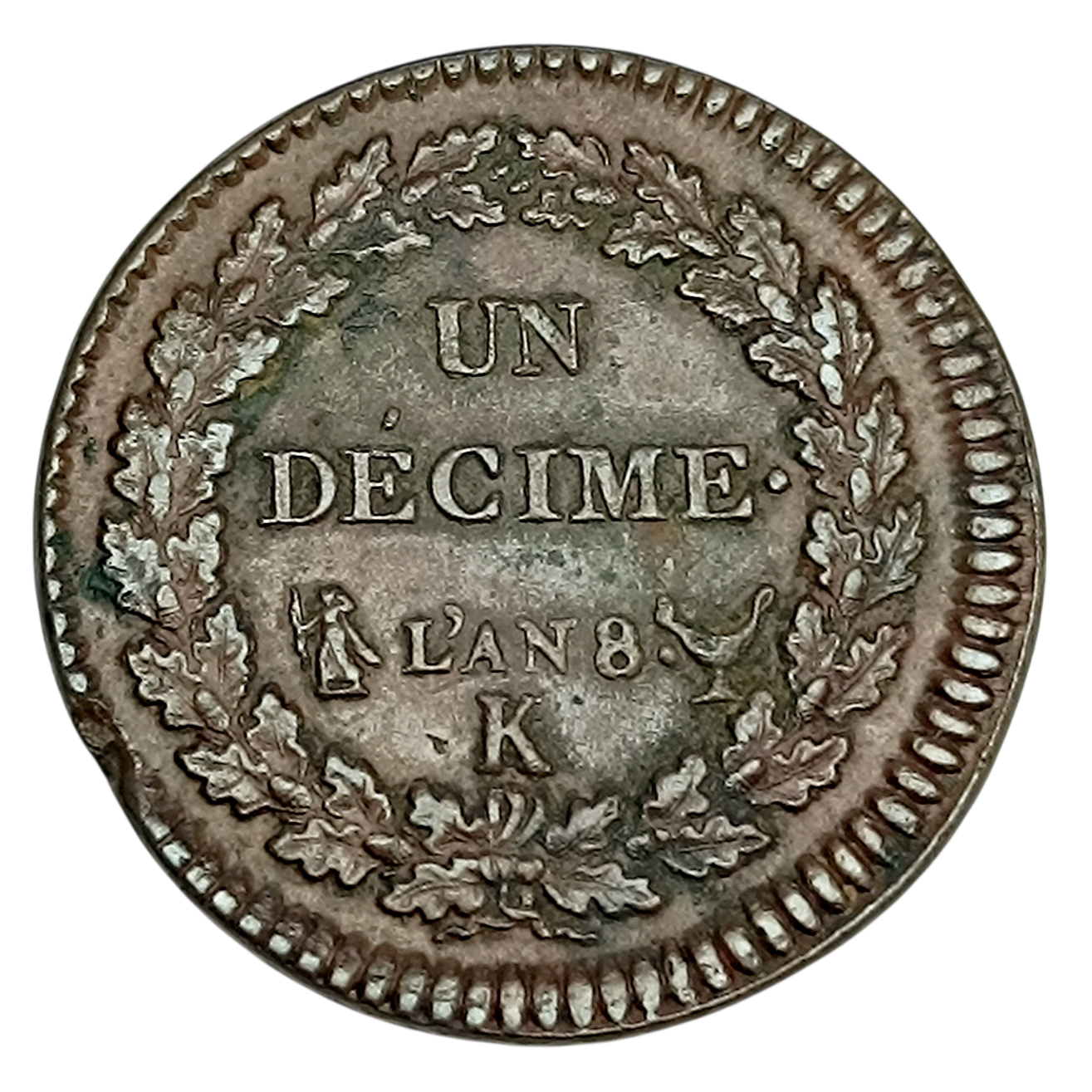 Dupré 1 Décime An 8 K Bordeaux. 20.46 gr