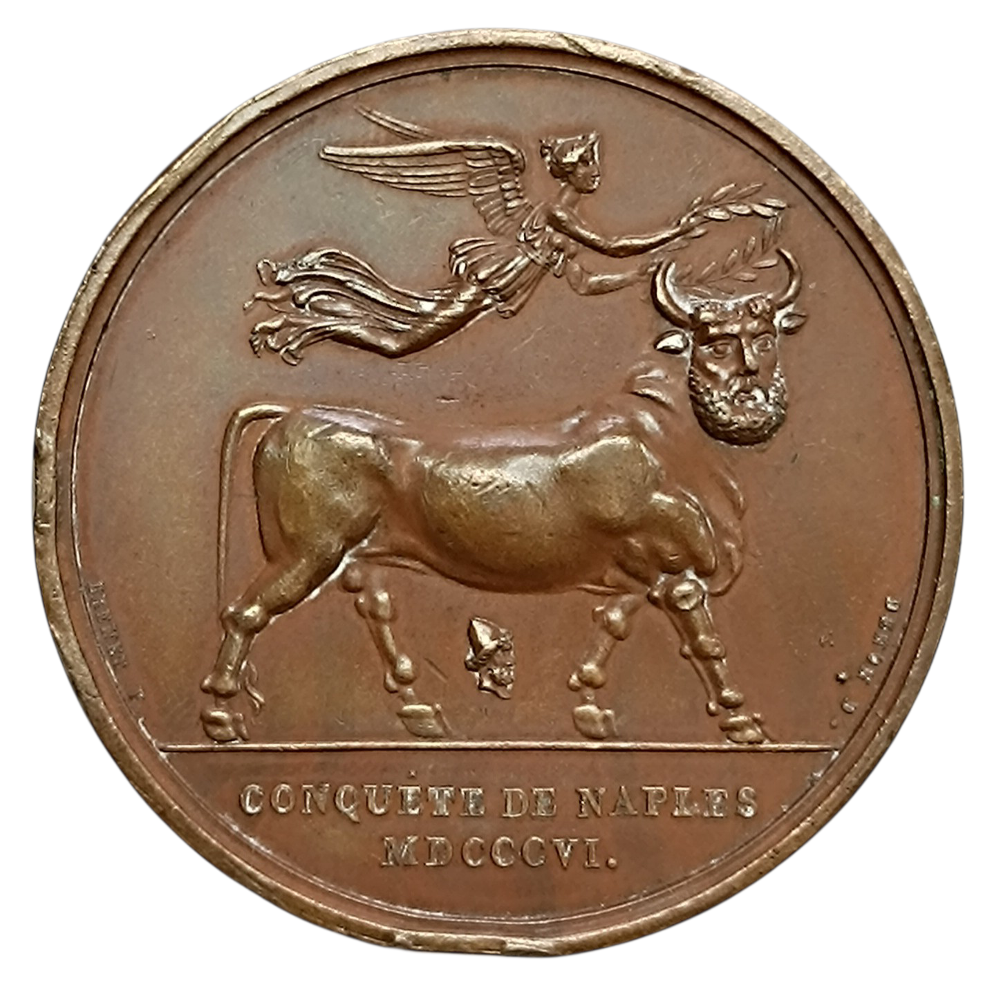 Médaille Premier Empire Napoléon Ier Bonaparte Conquête de Naples 1806 Cuivre 37.63 gr