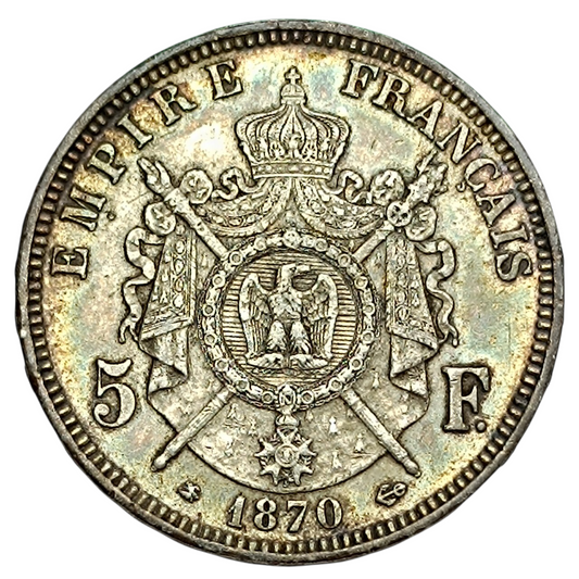 Napoléon III (1852-1870) 5 Francs 1870 A Paris Argent 24.99 Gr
