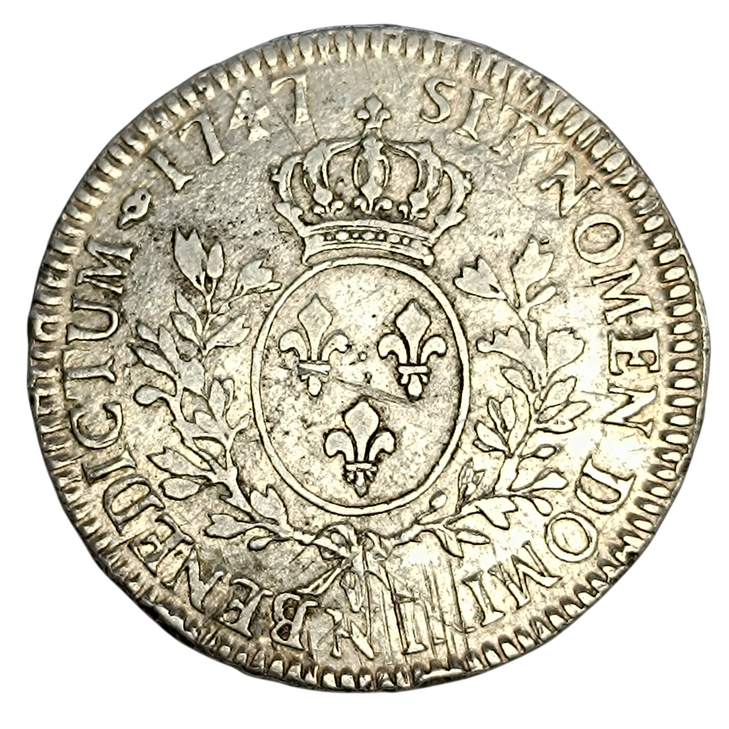 Louis XV (1715-1774) Écu au bandeau 1747 N Montpellier Argent 29.38 gr