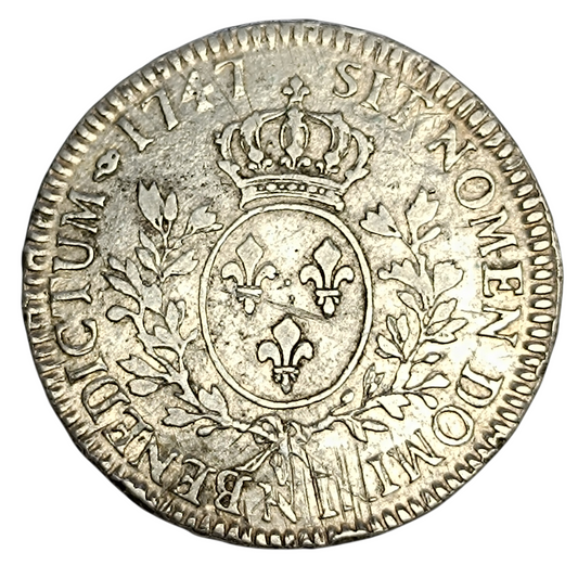 Louis XV (1715-1774) Écu au bandeau 1747 N Montpellier Argent 29.38 gr