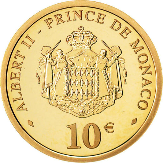 Monaco 10€ euros 2005 Souvenir de Rainier III Or BE 3.22 gr