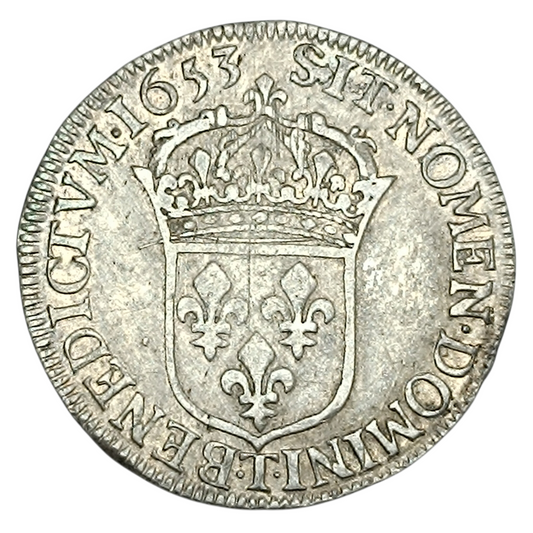 Louis XIV (1643-1715) Demi écu 1653 T Nantes 13.51 gr