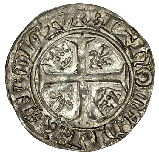 Charles VI (1380-1422) Blanc guénar Saint Pourçain. 2.85 gr